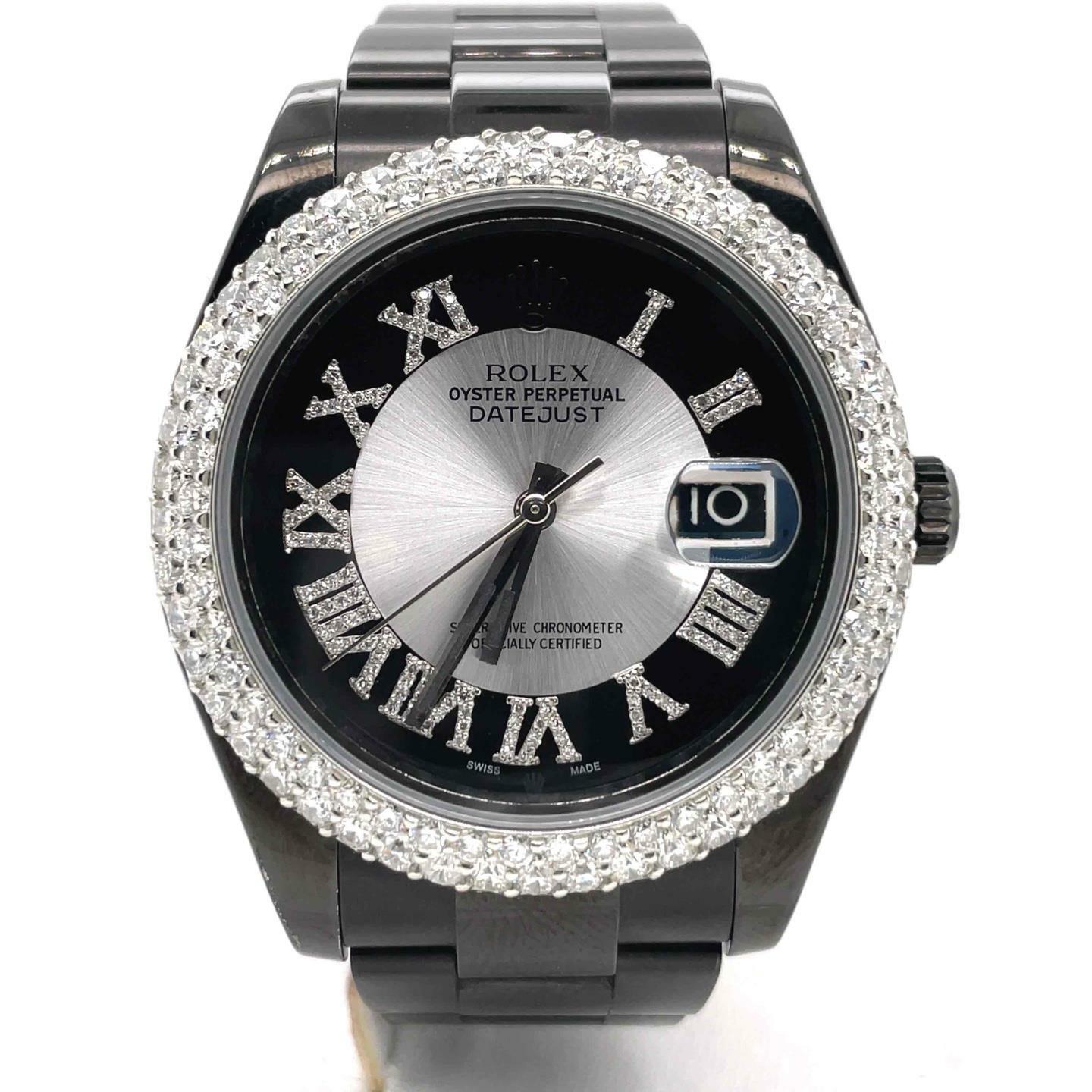 Rolex Datejust Automatic 41 mm Custom Diamond Bezel & Diamond Dial Men’s 116334