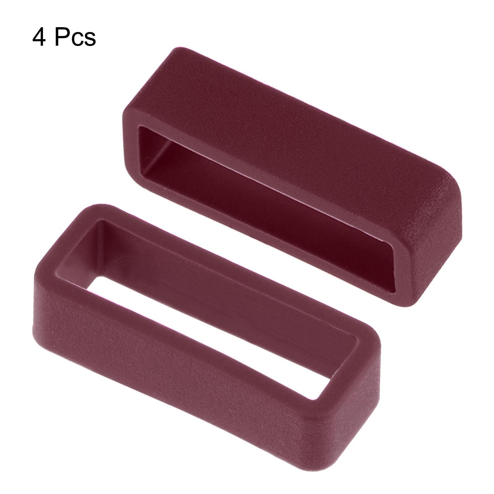 Watch Band Strap Loops Silicone for 22mm Width Watch Band, Wine Red 4 Pcs