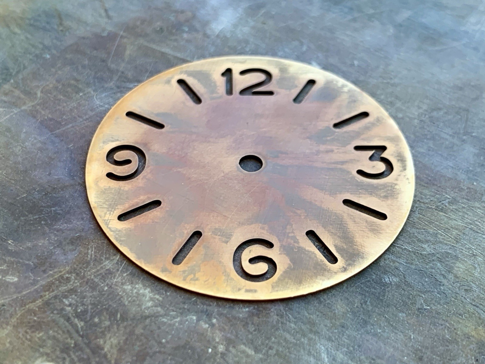Skeleton / Ø 39 mm – watch dial , engraved / brass / oxidized