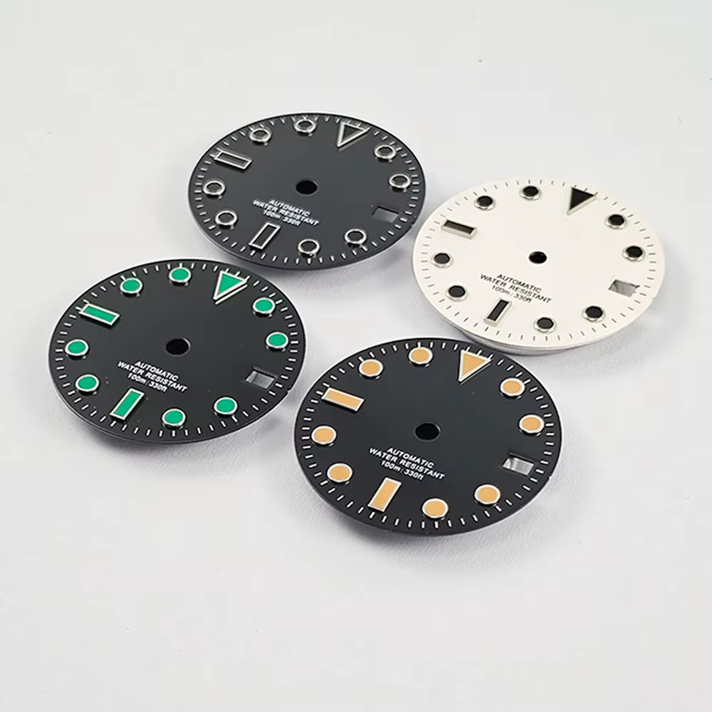 NH35 28.5Mm No Logo Sterile Sanding Watch Dial No Luminous White Black Blue