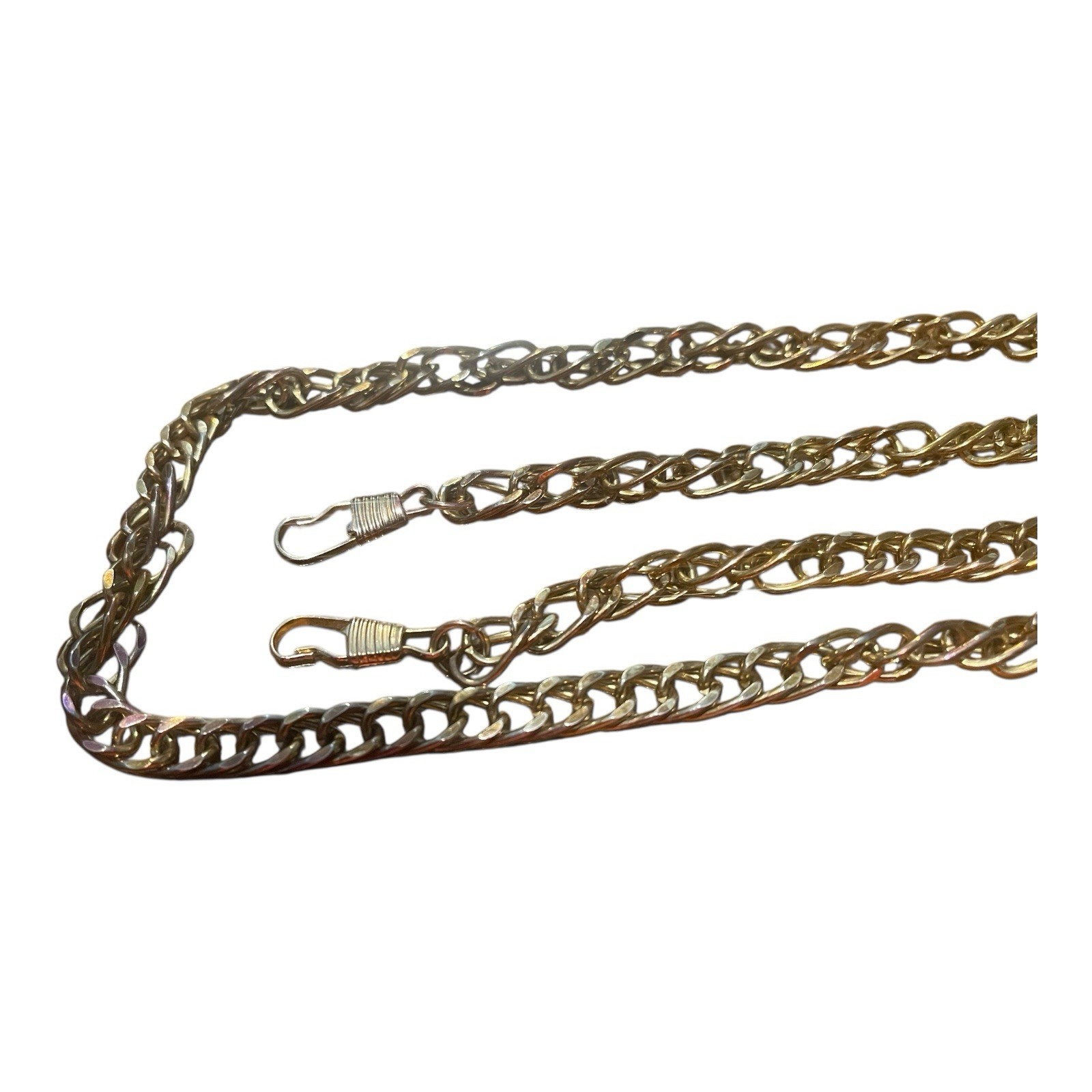 VINTAGE 42 INCH NECKLACE POCKET WATCH CHAIN,YELLOW GOLD TONE, NICE C1