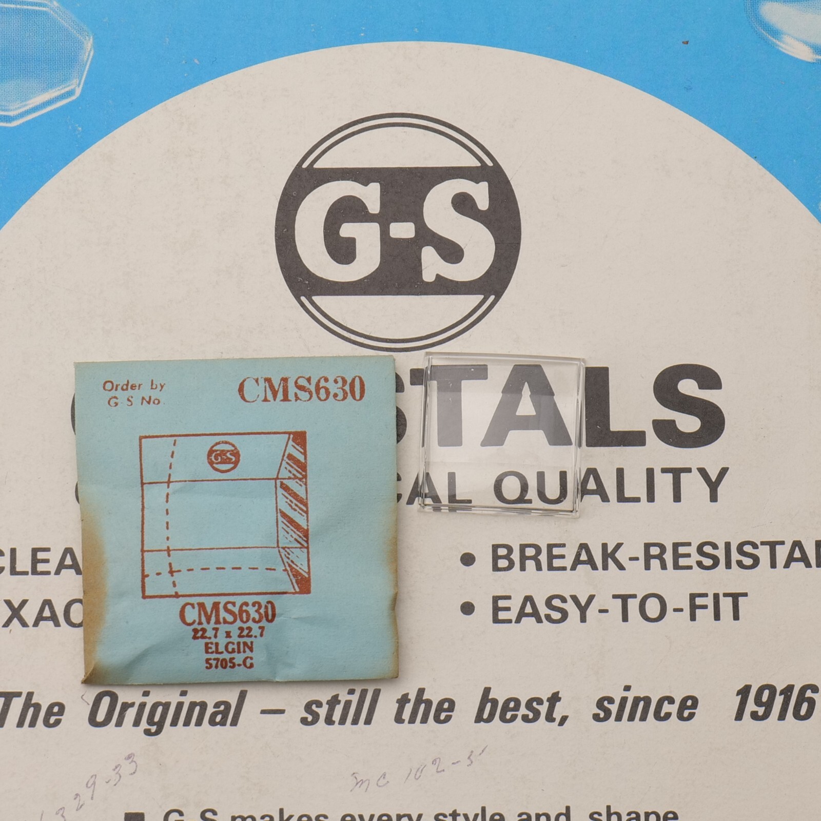 Vintage NOS GS Watch Crystal CMS630 Elgin 5705-G – 22.7 x 22.7mm NEW (MS)