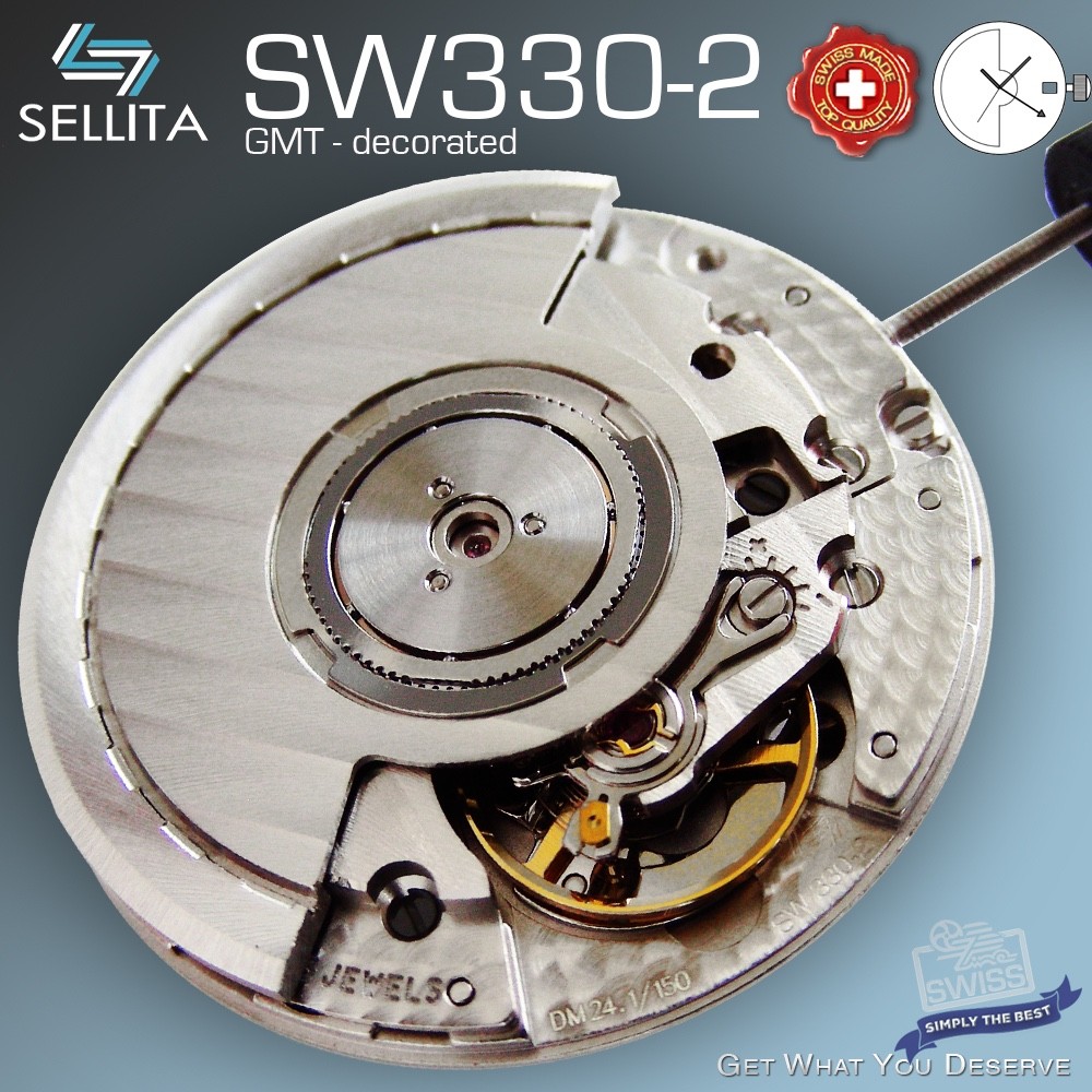MOVEMENT AUTOMATIC SELLITA, SW330-2 GMT ELABORE, CDG-ROTOR, BL. DATE, SWISS MADE