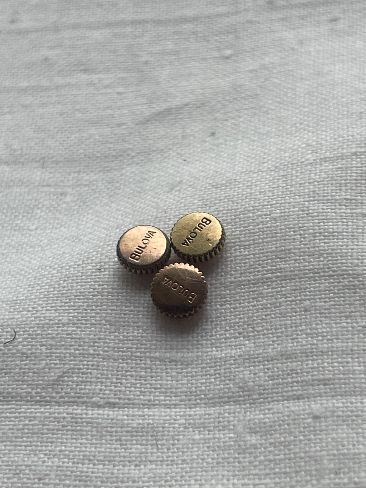 Kit of 3 original yellow gold filled 5mm crowns for Bulova watch