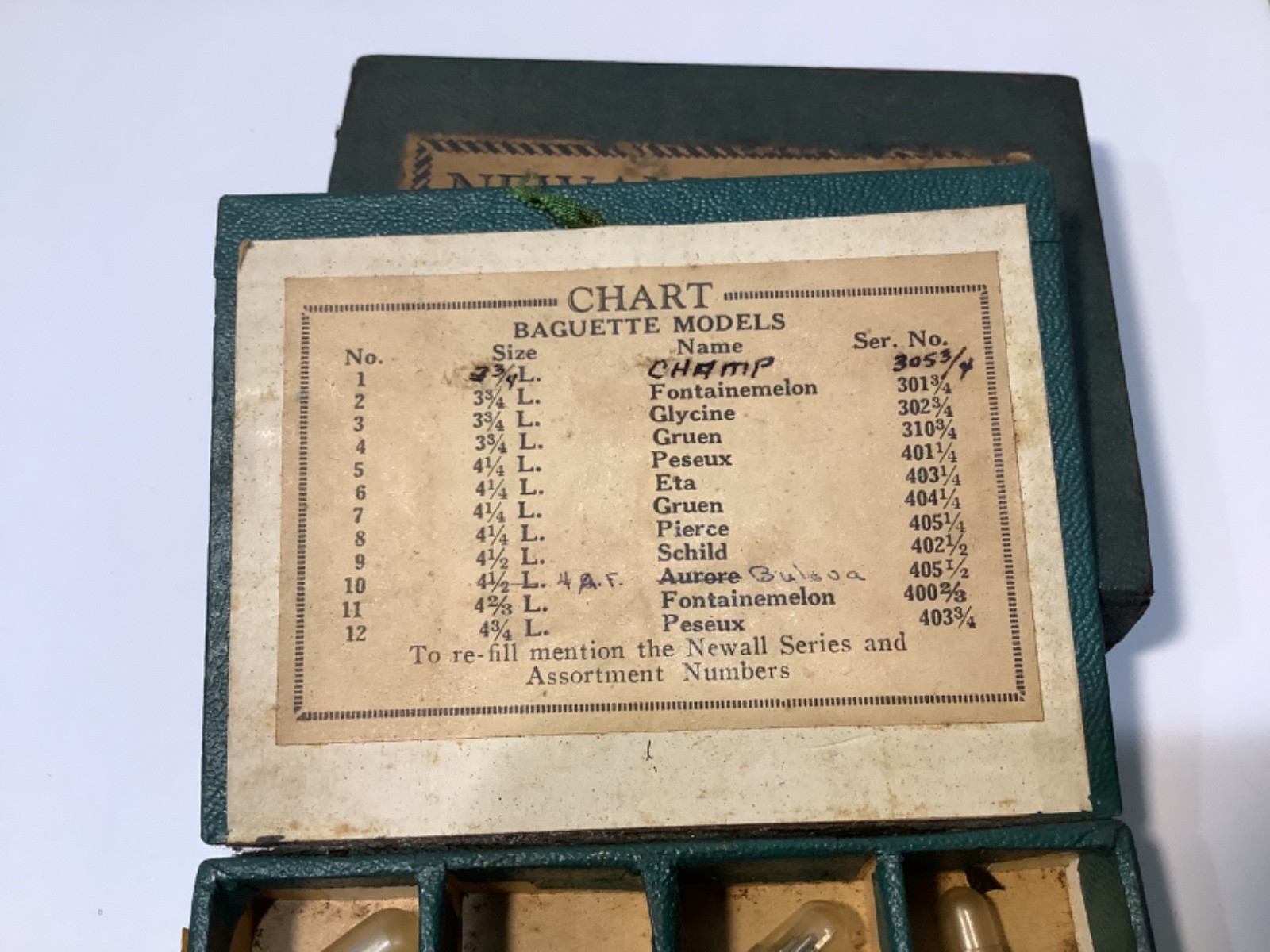 VINTAGE NEWALL BRAND BAGUETTE WATCH STEMS
