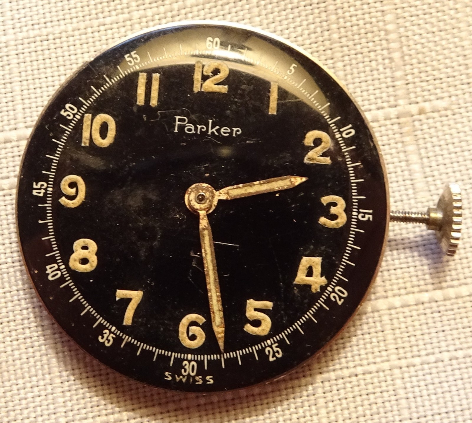 Parker Wristwatch Movement 17J Men’s Antique Parts or Repair 186