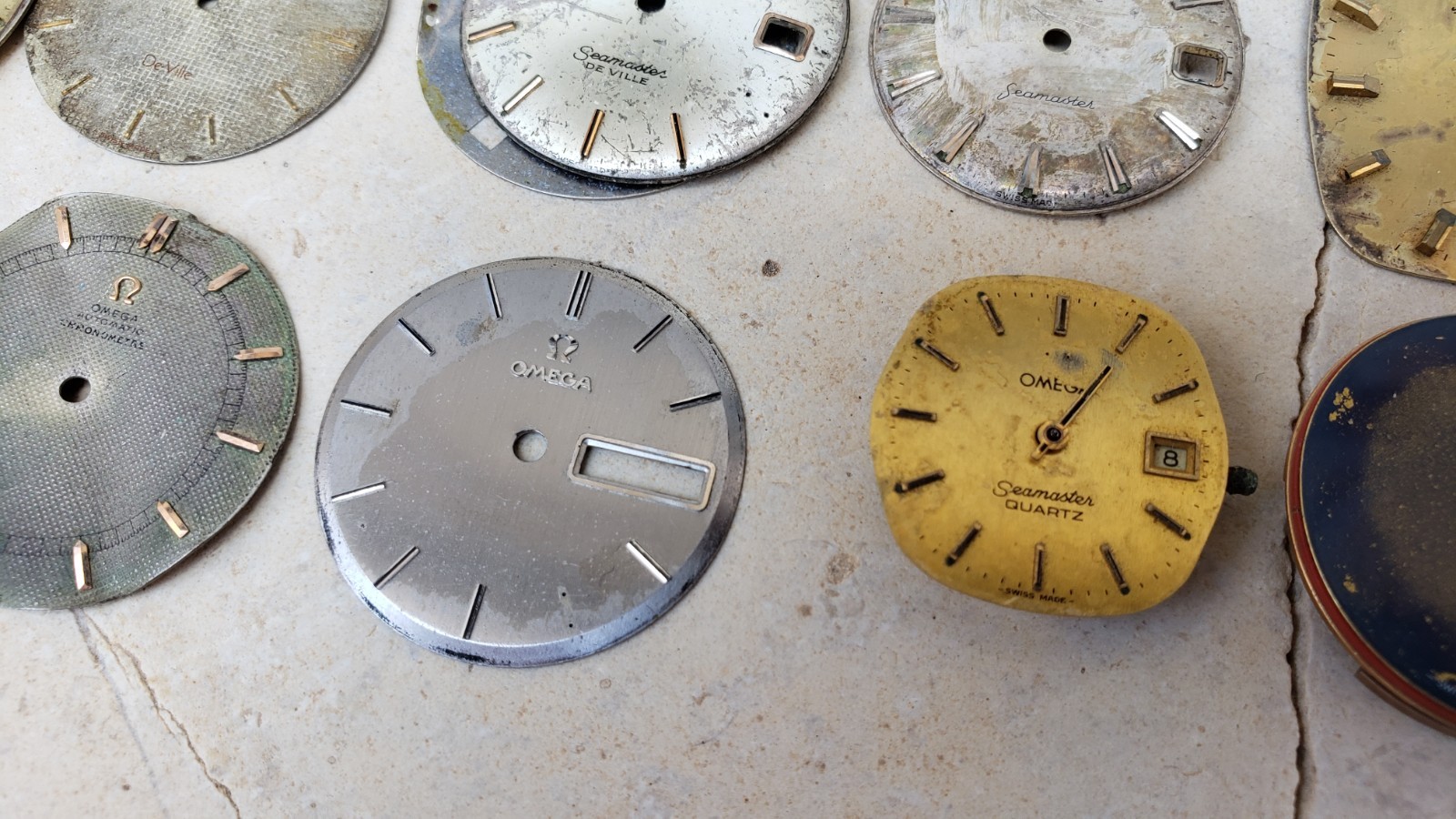 Huge Lot Of Omega Watch Movements & Dials & Parts