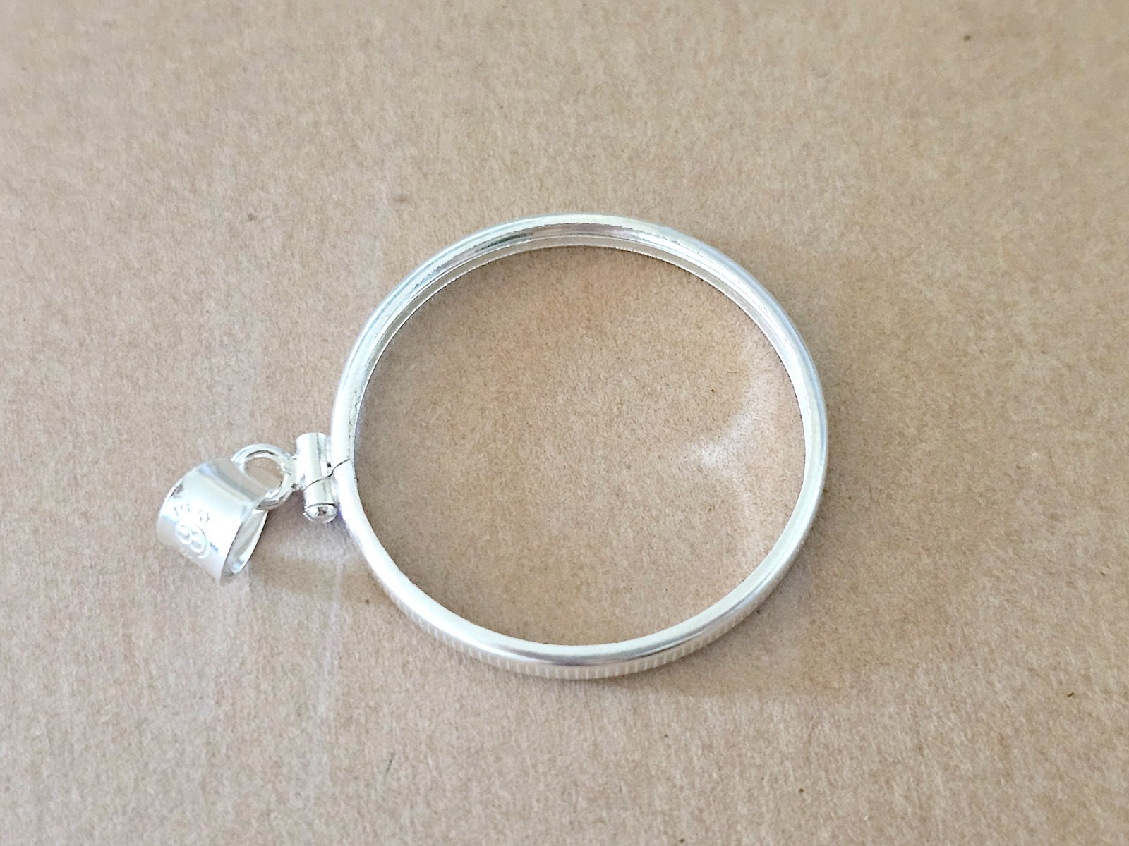 925 Sterling Silver Screw Top Simple Bezel for 30mm Half Dollar 50 Cents Coins