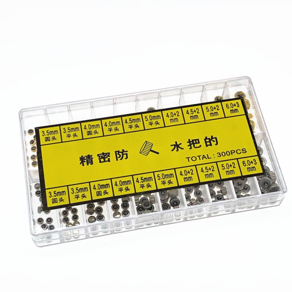 300 Pcs Watch Crown and Stem Set Accessory Pin for Replacement Parts Kit
