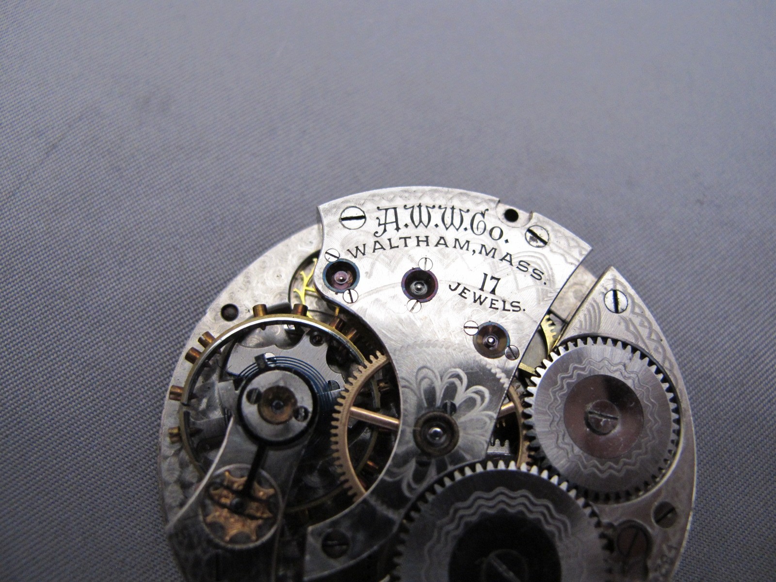WALTHAM Grade No 625 Model 1908 16S 17J Pocket Watch Movement-3/4 Plate-1912
