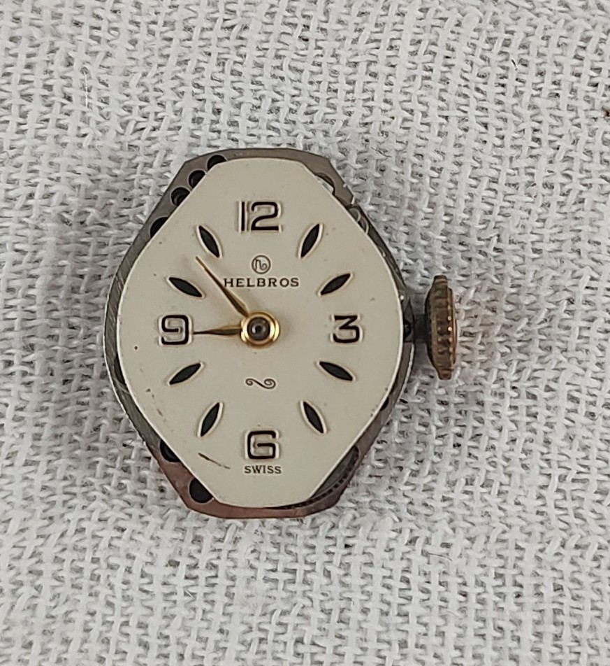 Vintage Helbros Swiss 17j Ladies Watch Movement & Duchess GF Band For Parts