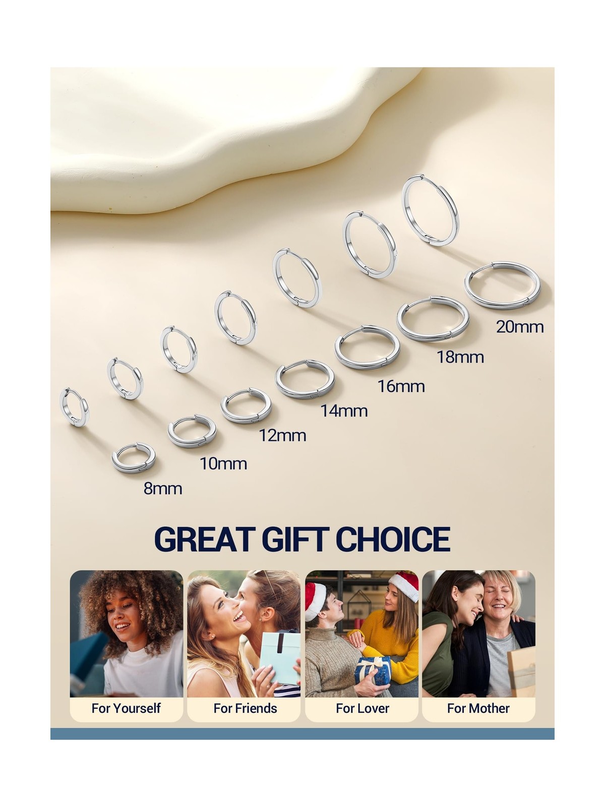 PROSTEEL Hoop Earrings for Women Men, 8mm/10mm/12mm/14mm/16mm/18mm/20mm Small…