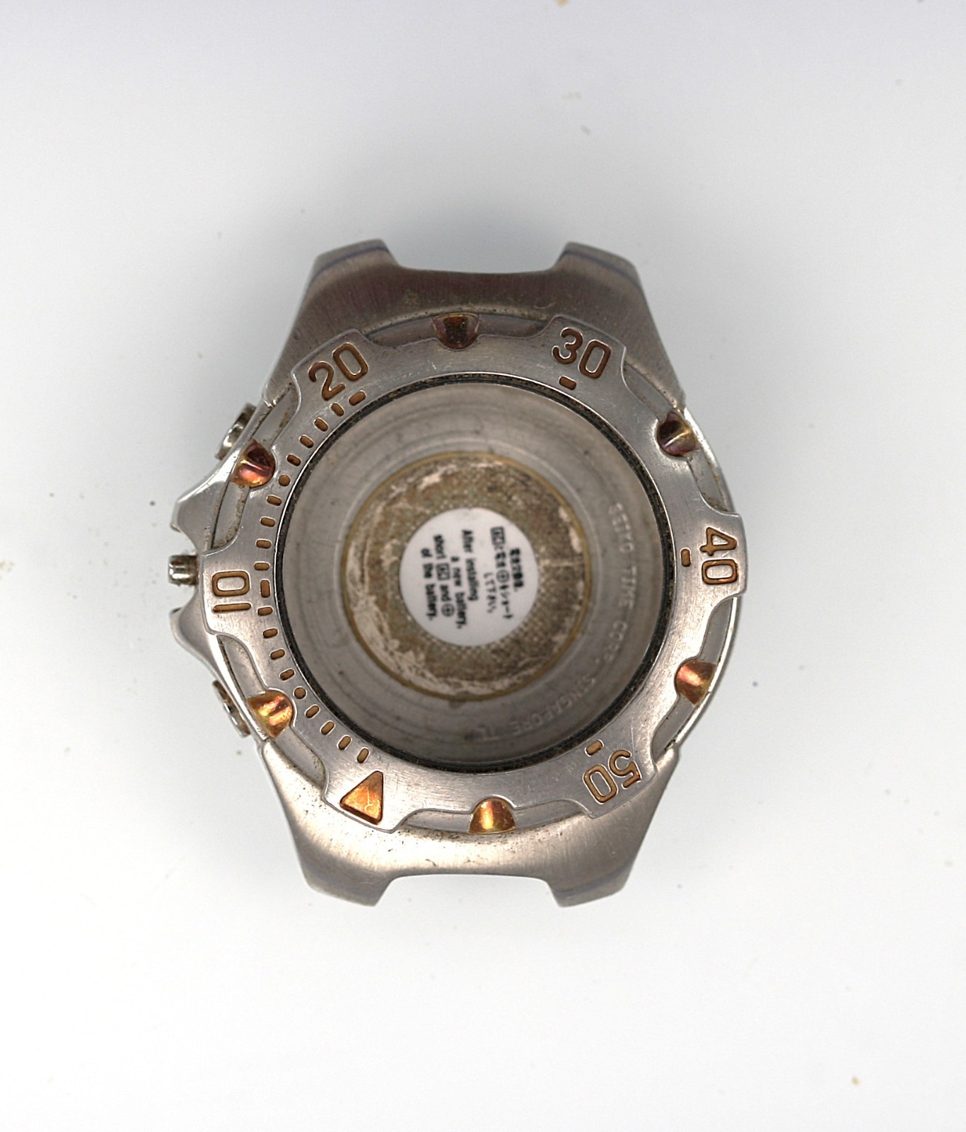 Seiko Watch Men 7T32-6M49 Silver Gold Stainless Steel 100m Battery NON-WORKING