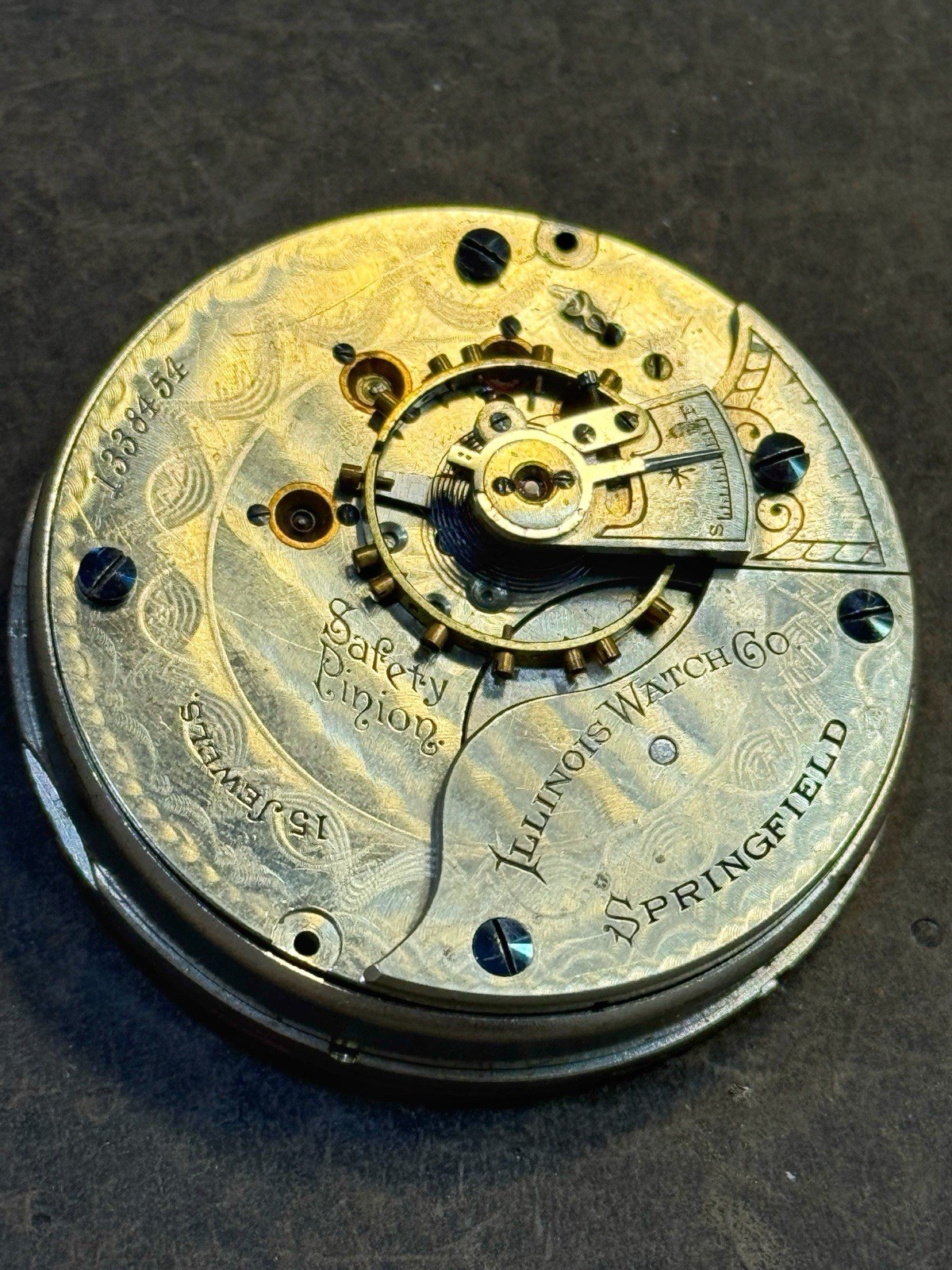 Antique Illinois Watch Company Springfield American Pocket Watch Movement Repair