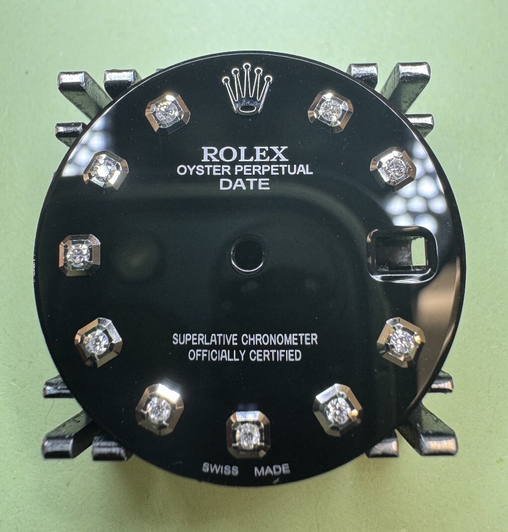 Rolex 34mm Date Watch Custom Black Diamond Dial For NonQuick Models 1500 1501