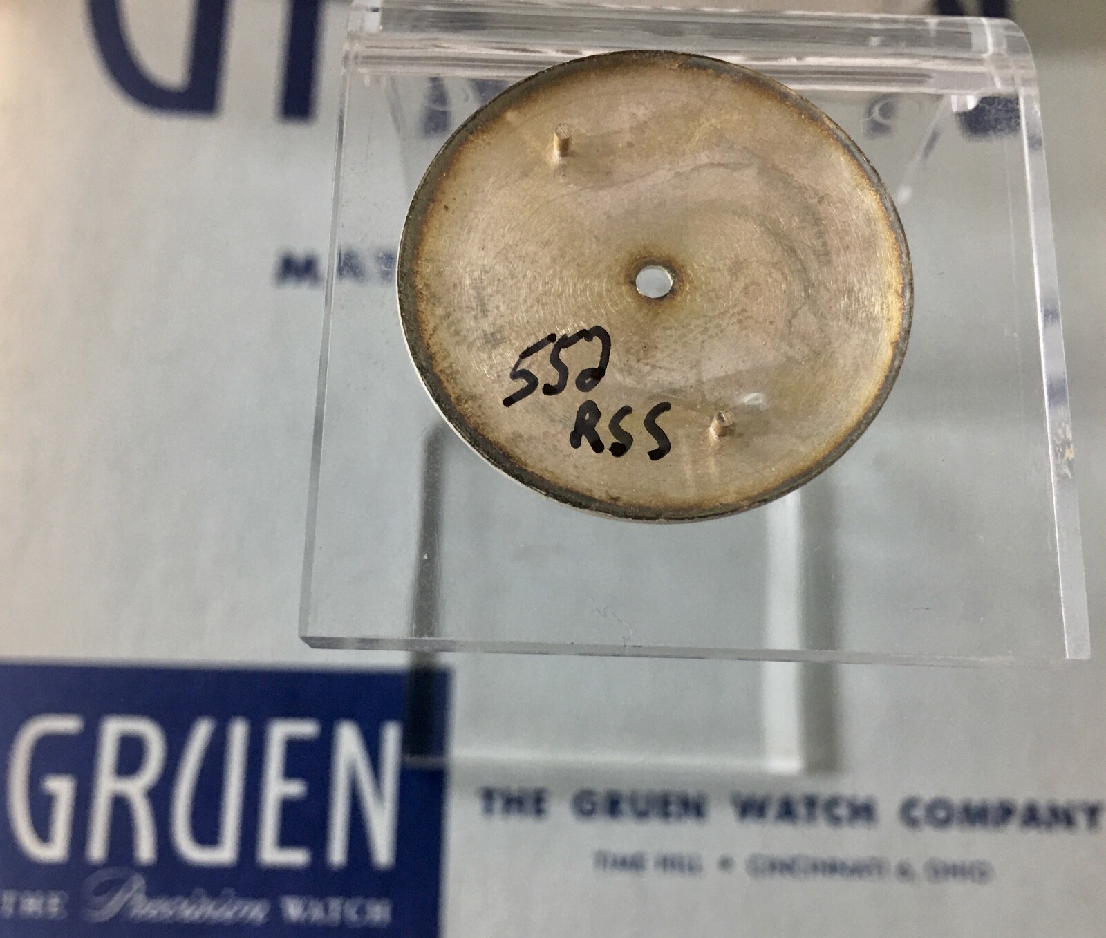 1950s Original Vintage Gruen 552RSS watch dial gold markers linen finish 29mm