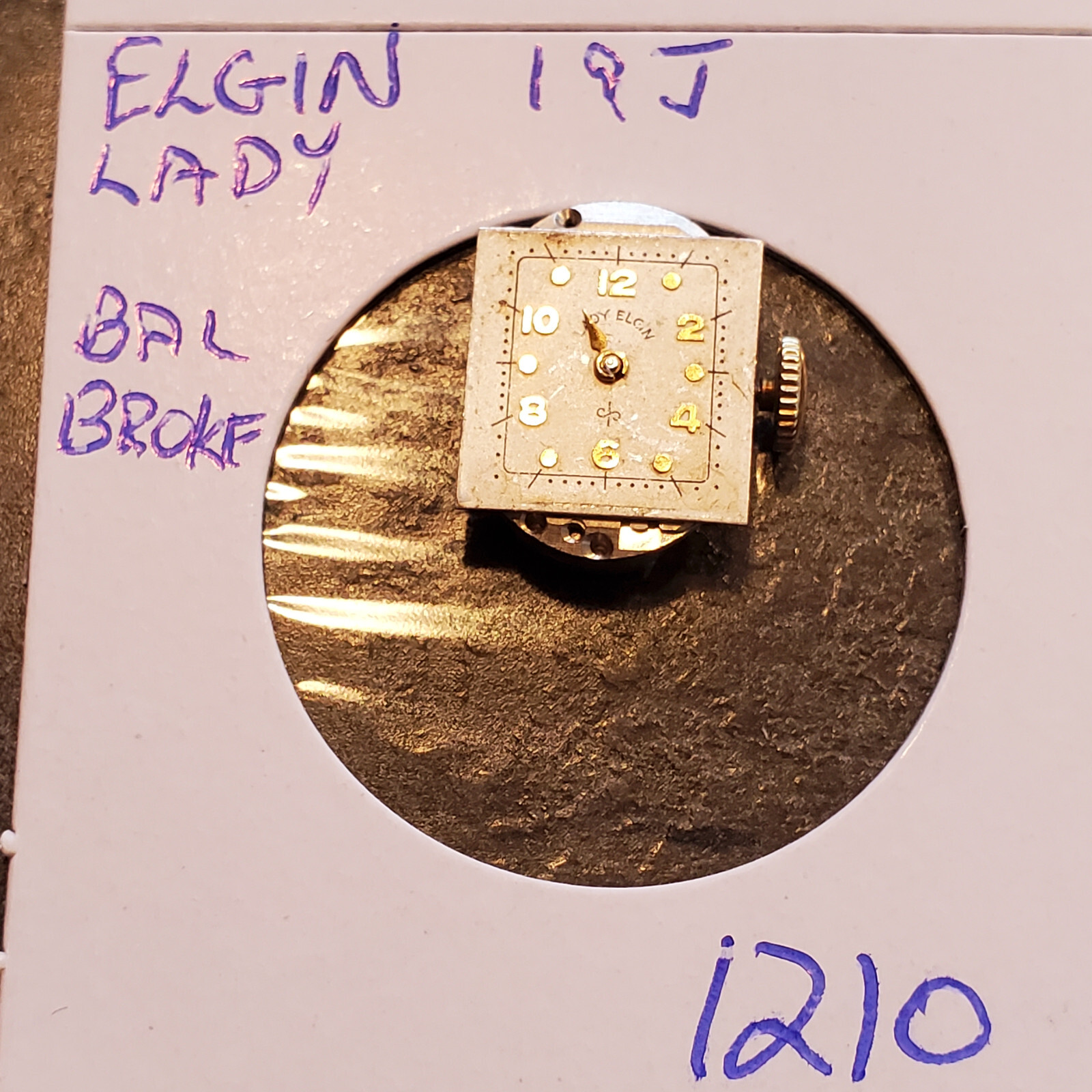 LADIES LADY ELGIN 19J 650 WRIST WATCH MOVEMENT #1210