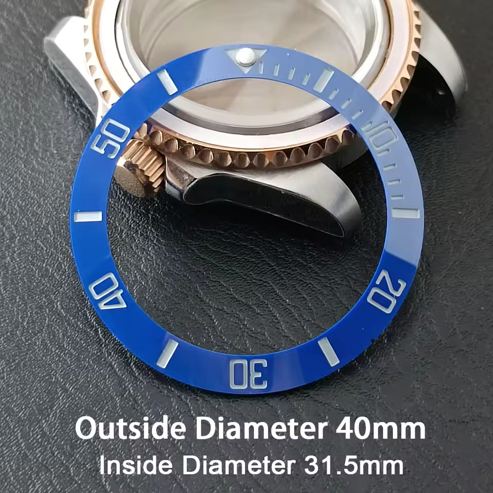 40×31.5mm Ceramic Watch Bezel Insert Sloping Green Black Red Blue Replacement