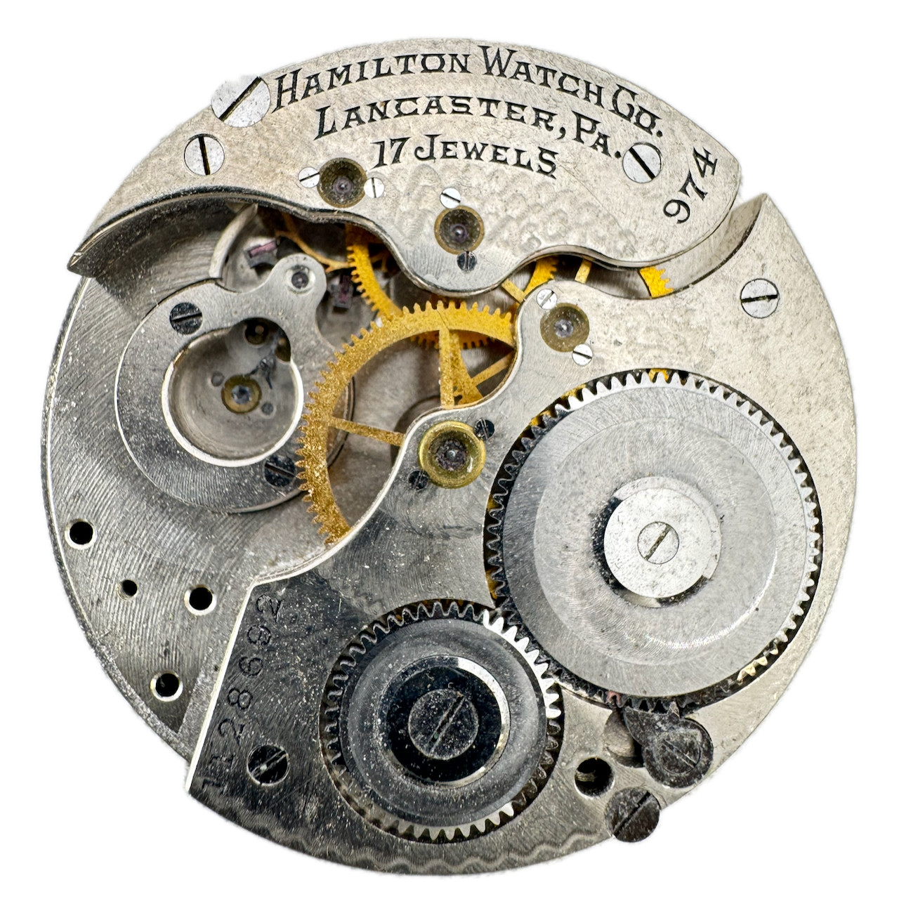 Vintage 16s 1915 Hamilton 17J Mechanical Open Face Pocket Watch Movement 974 USA