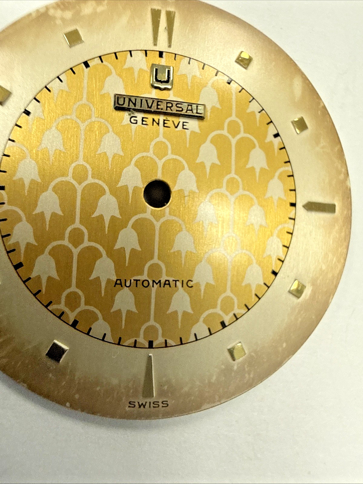 Universal Geneve Ref 10216 & 20209 Rare Fleur-de-lis Design Unusual Vintage Dial
