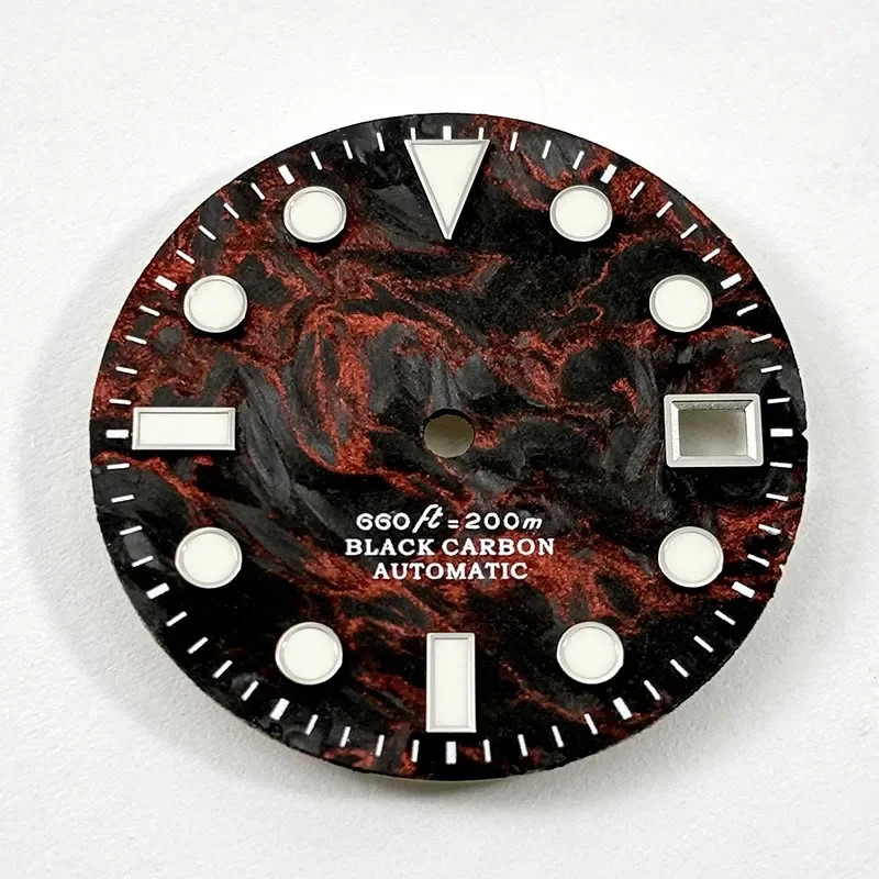 Lava Carbon Fiber Dial 28.5mm Dial BGW9 C3 Lume for NH35 Movement