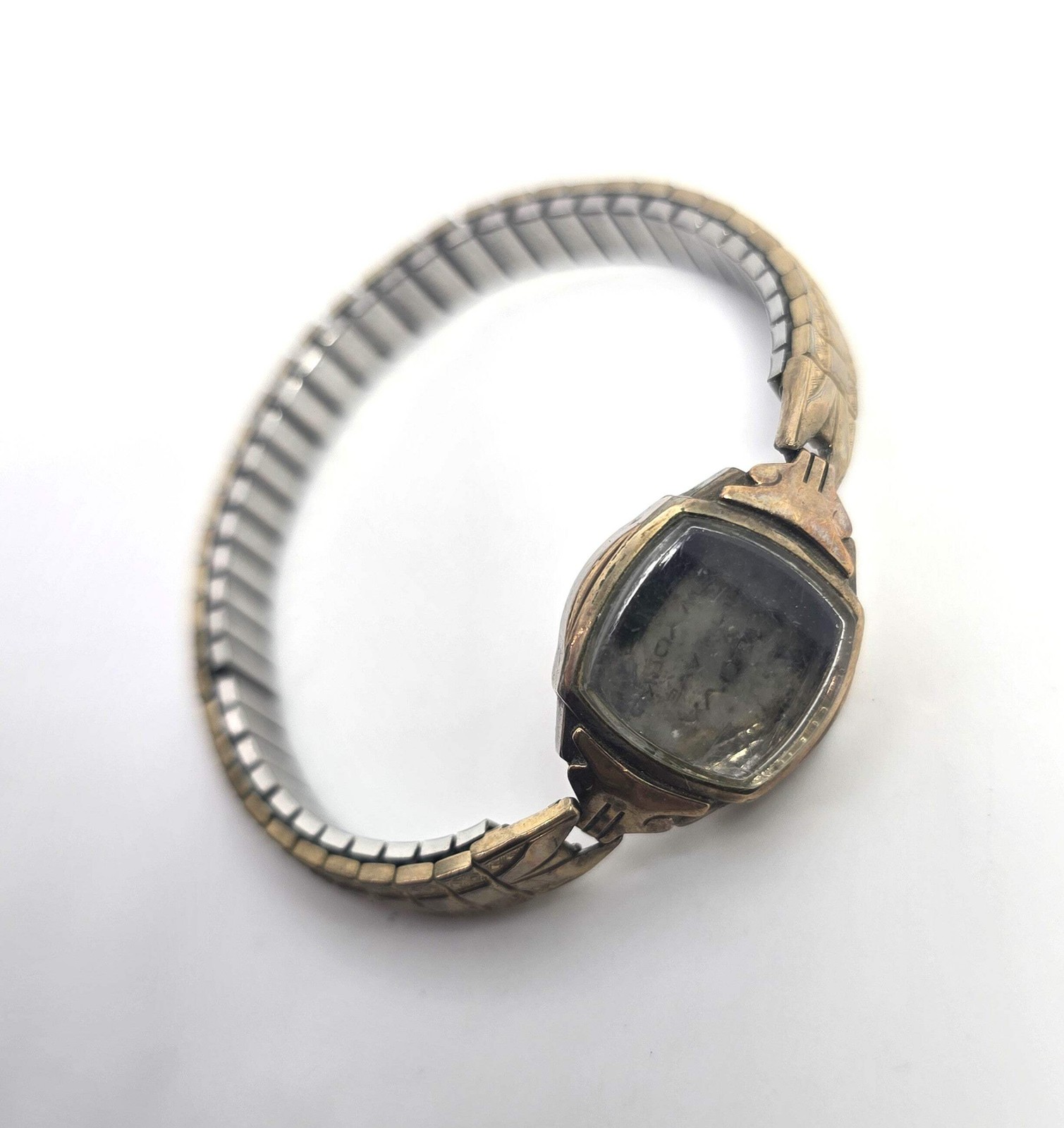 Bulovia 10k rolled gold plate watch case with spiedel expanding band NO WATCH