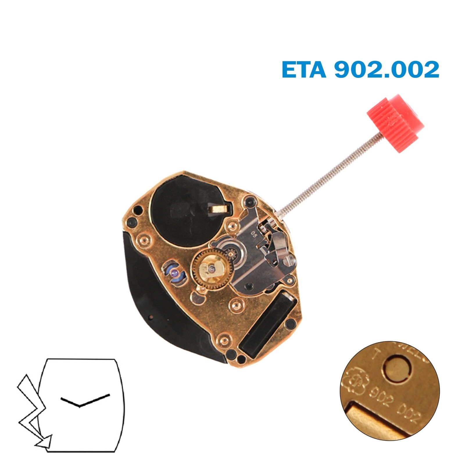 ETA 902.002 Swiss Quartz Movement, Without Disk, 2 Hands .