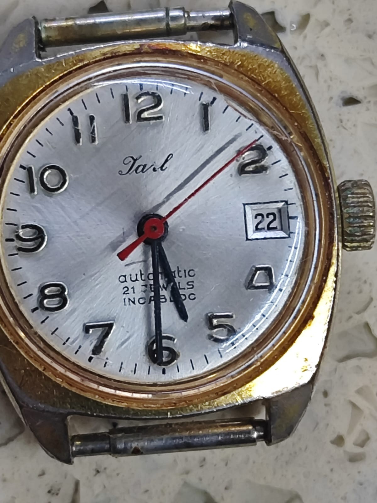 Vintage ETA 2671 Movement with Dial & Case FOR PARTS ONLY Good balance Y