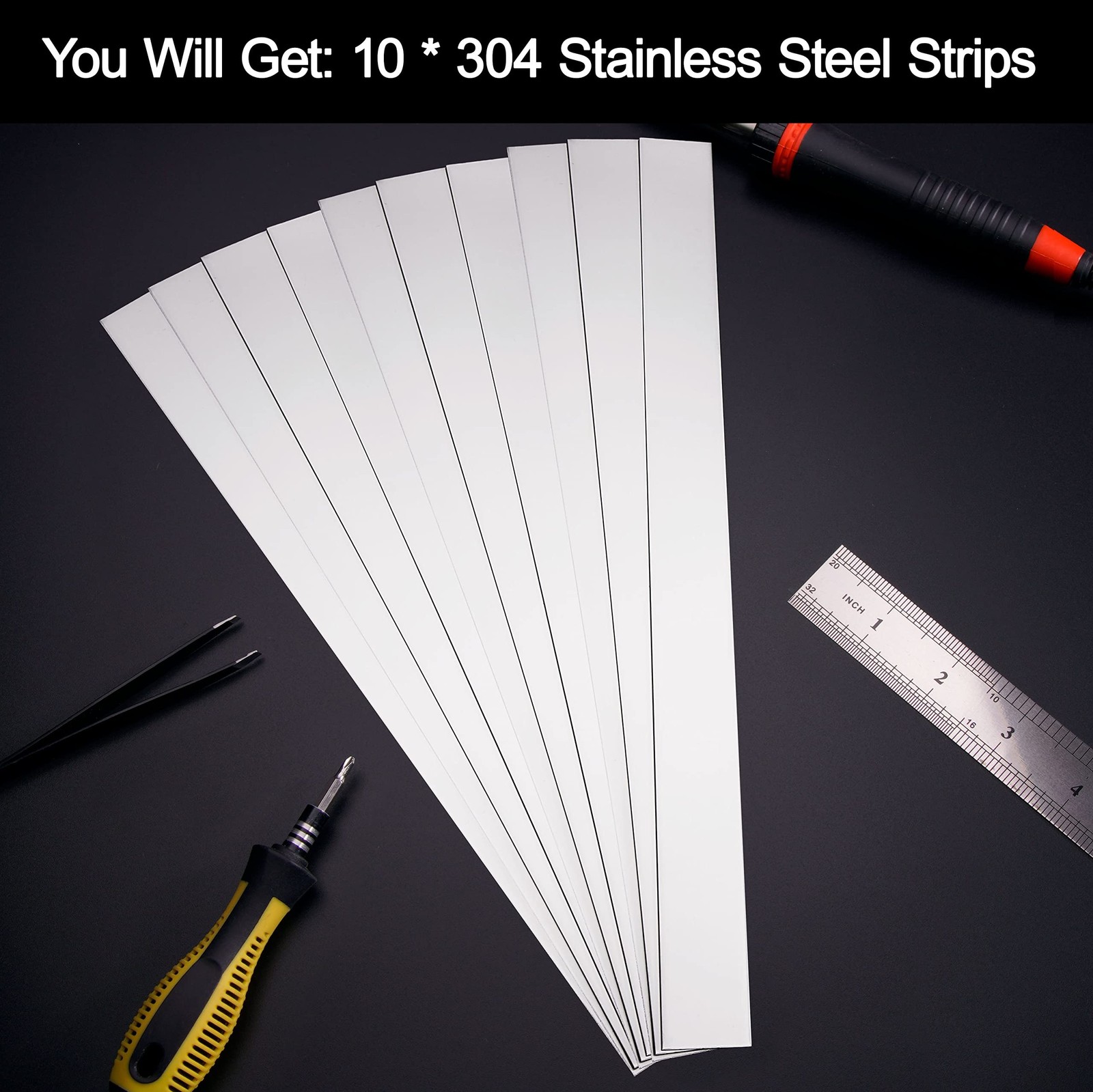 10 Pieces 304 Stainless Steel Strips, Stainless Steel Sheet Metal Shim Stock,…