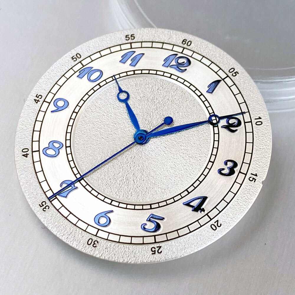Brown Silver Watch Dial 33.5mm Blue Arabic Numerals Hand Set Fit NH35 NH36 NH38