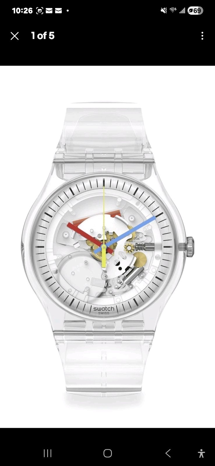 Swatch New Gent Biosourced Unisex Watch Casual Plastic Transparent Quartz Wat…