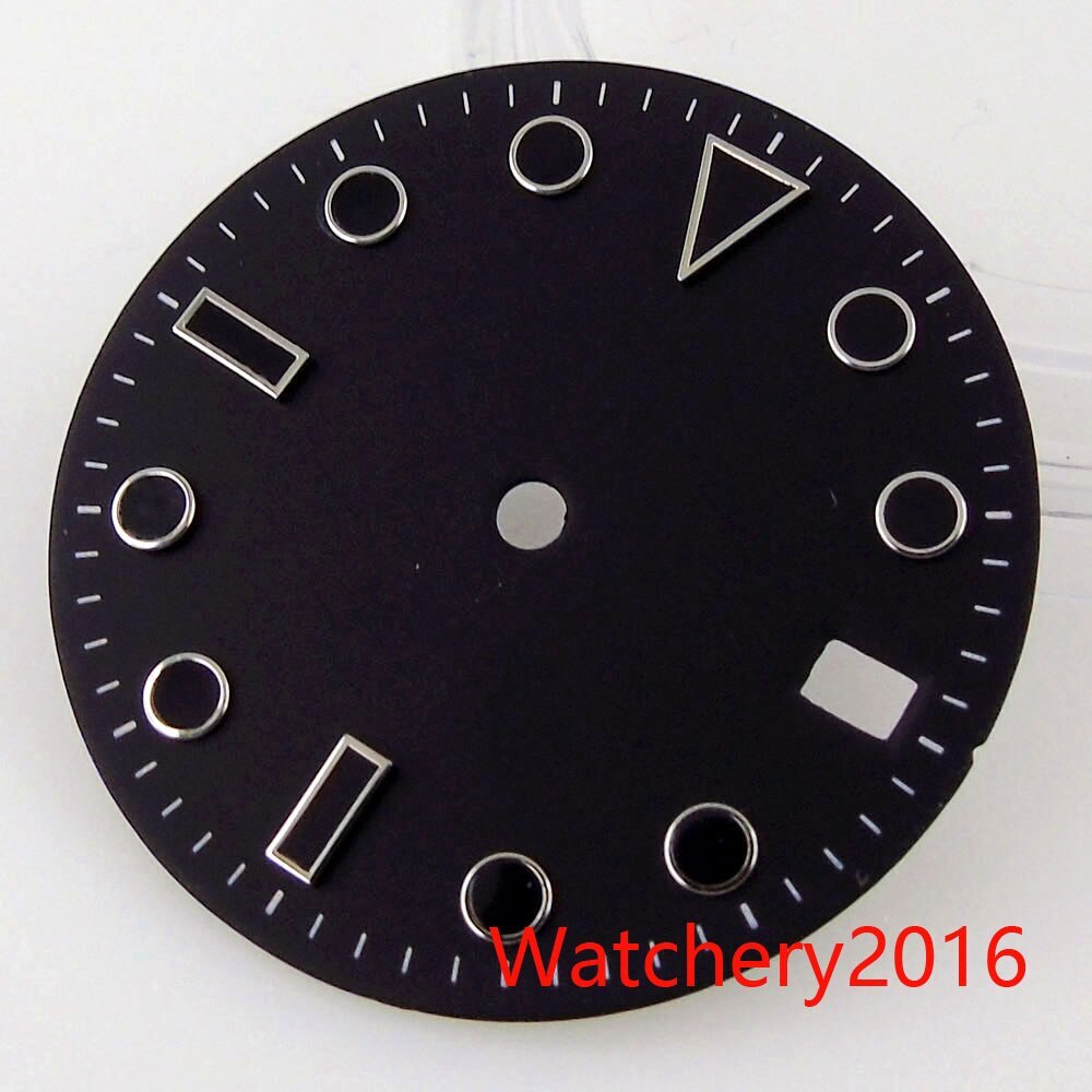 29mm black Dial Black Hands Date window fit NH35A ETA 2824 Miyota Automatic