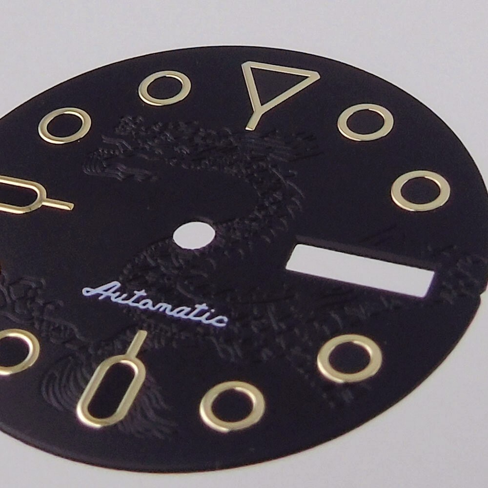 New 29mm Vintage Black Dragon Texture Watch Dial Face Fit NH36 NH36A Movement