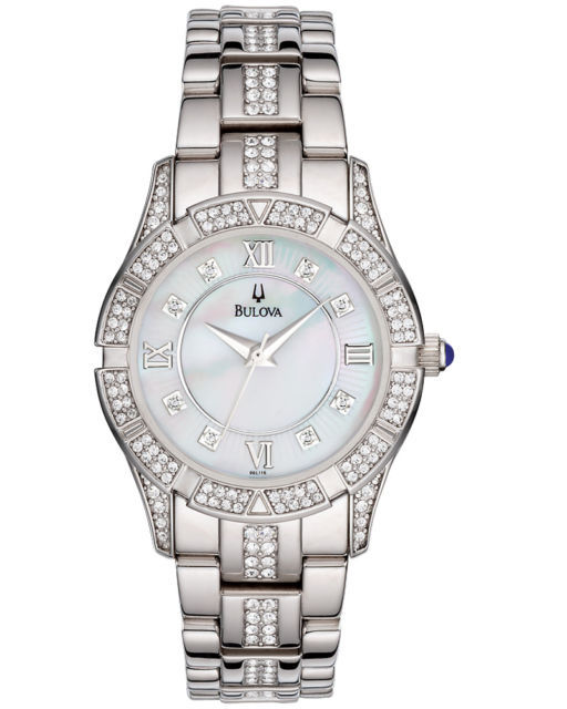 BULOVA 96L116 REPLACEMENT BAND LADIES WATCH BAND S/S CRYSTAL COMPLETE BAND 16MM