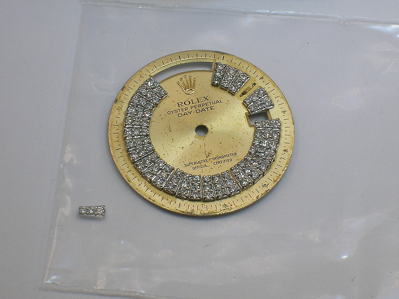 TWO ROLEX MODYFIED WATCH DIALS FOR LADIES WATCHES – USED – 19.9 MM AND 28.6 MM