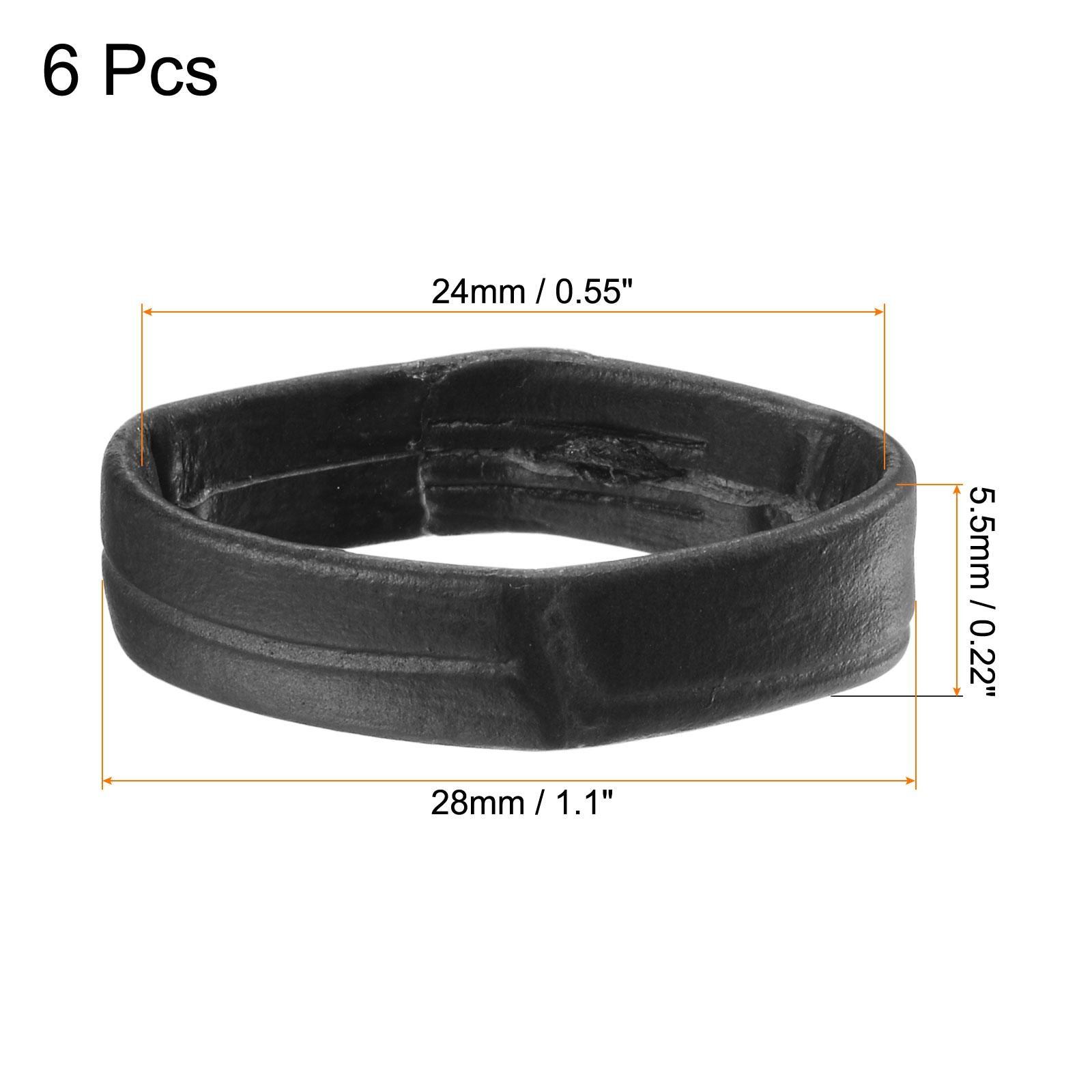 6 Pcs PU Leather Loops Retaining Ring for 24mm Width Watch Band, Black
