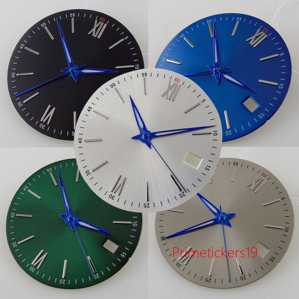 31mm Fit NH35 NH36 Green/Blue/White/Black/Gray Watch Dial Hands Set Date Window