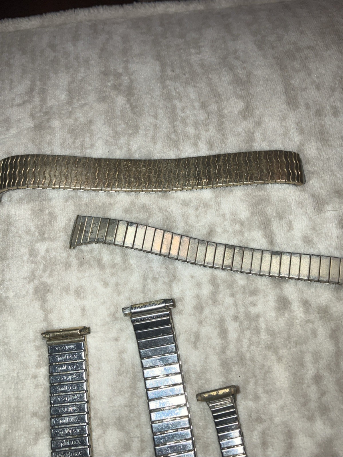 LOT Vintage Watch Wristwatch Parts Pins Bands Links Speidel Kreisler Leather