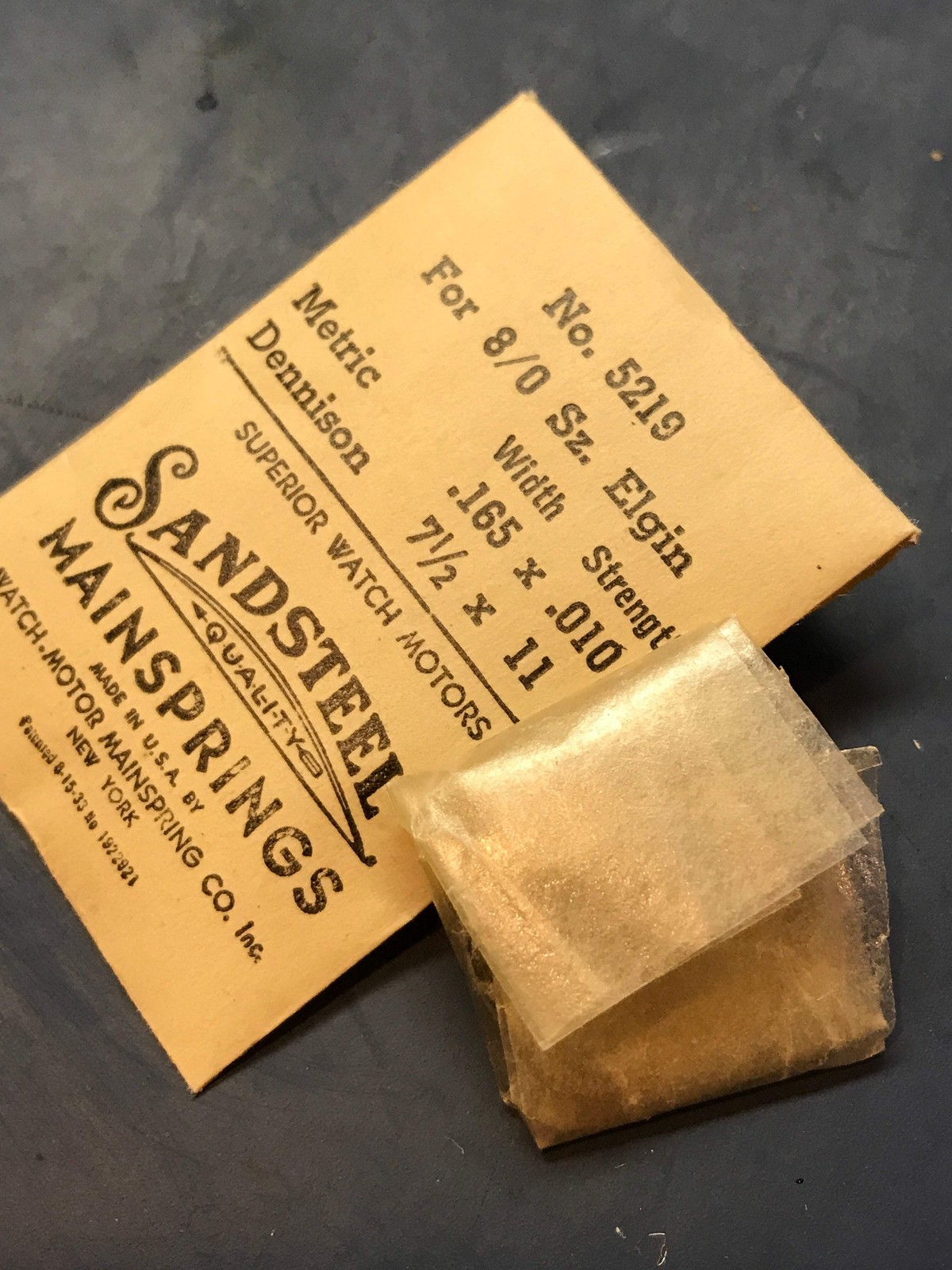 Sandsteel Mainspring for Elgin 8/0s Factory No. 5219 – Steel