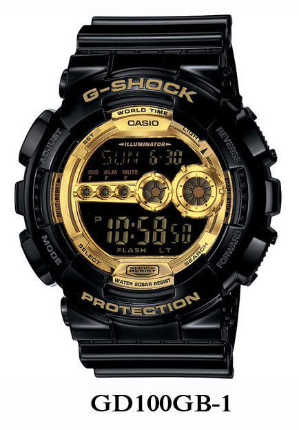 Casio G-Shock Protection GA-110GB Watch Band Bezel Black Shiny Shell Gold Letter
