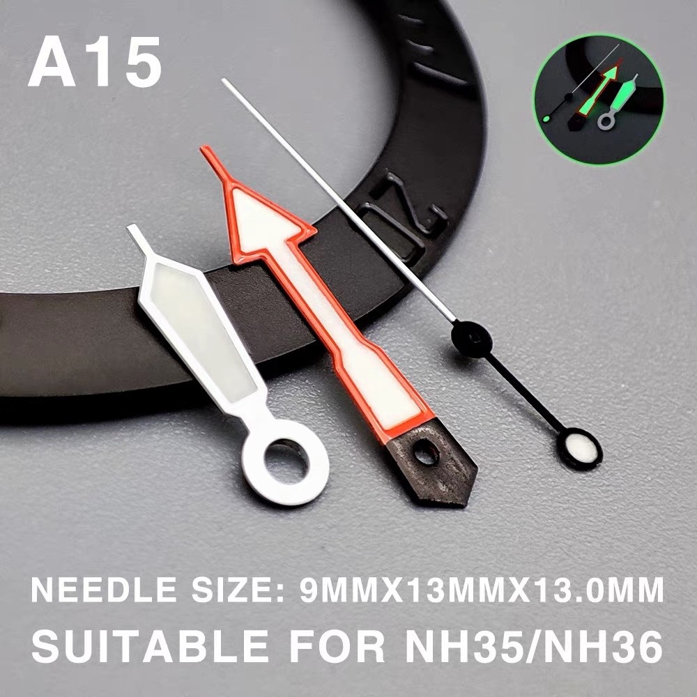 1 Set Luminous Watch Hand Orange 9x13x13mm For NH35 NH36