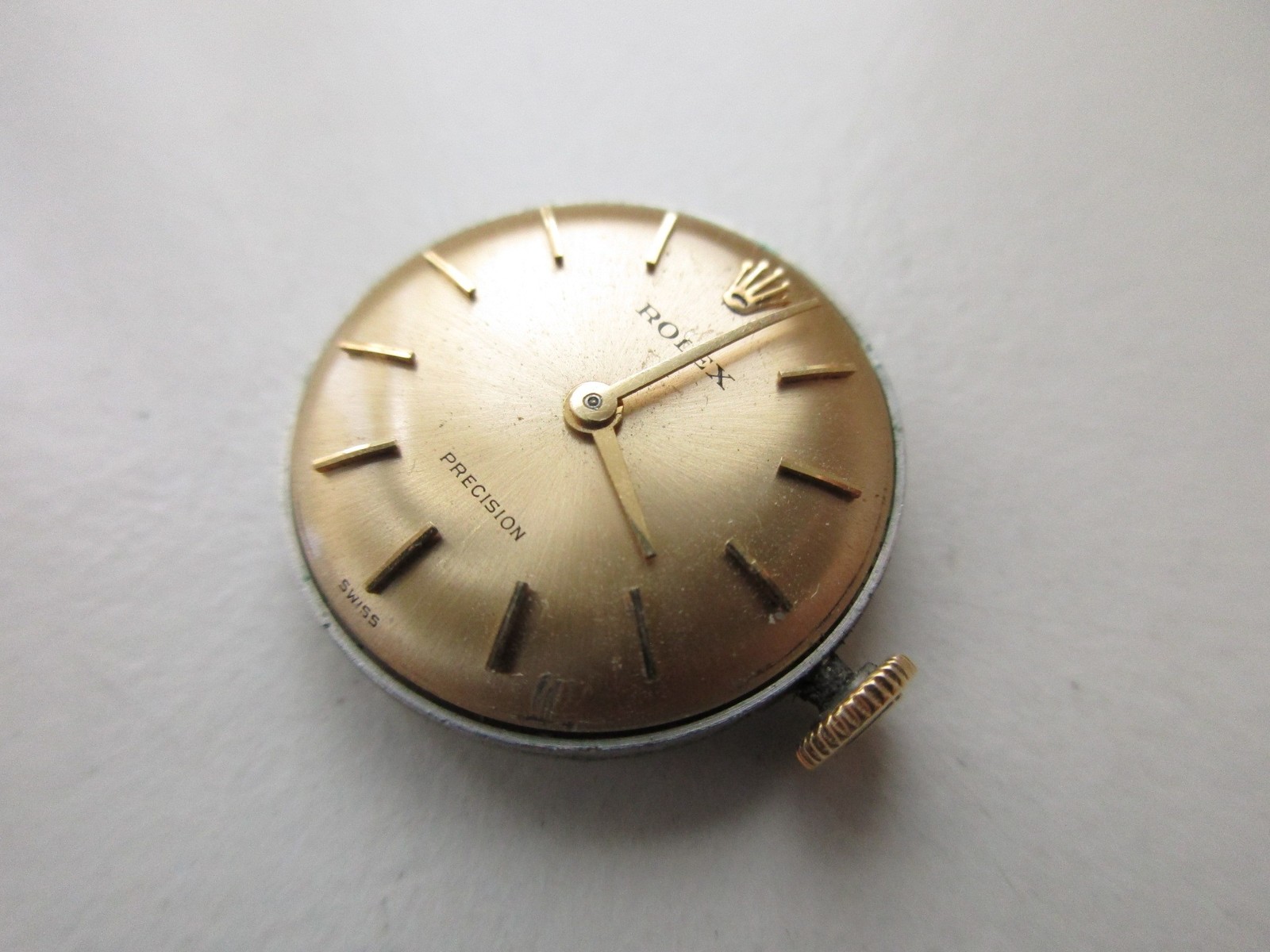 Rolex Precision cal. 1400 Swiss watch movement dial & signed crown – running