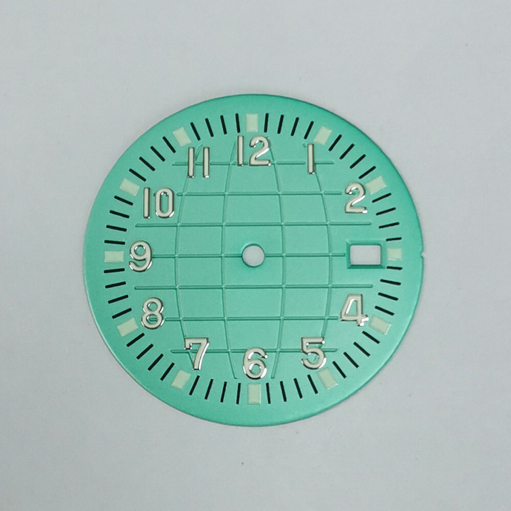 32mm black blue green purple watch dial hand luminous dial fit NH35/36 movement