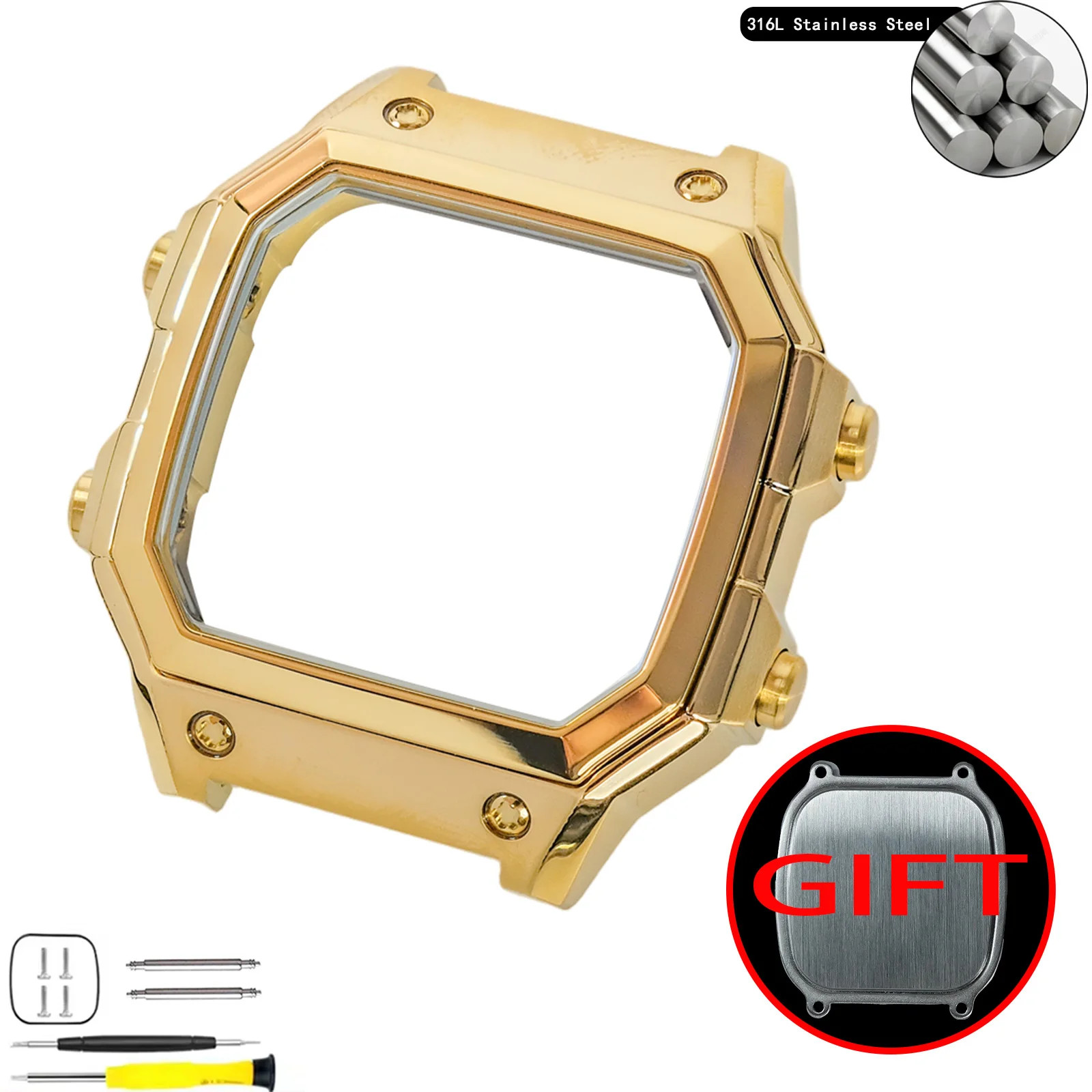 Royale Mod Compatible with Casio AE1200 Watch Case 316LSS V1 Back Cover Combo