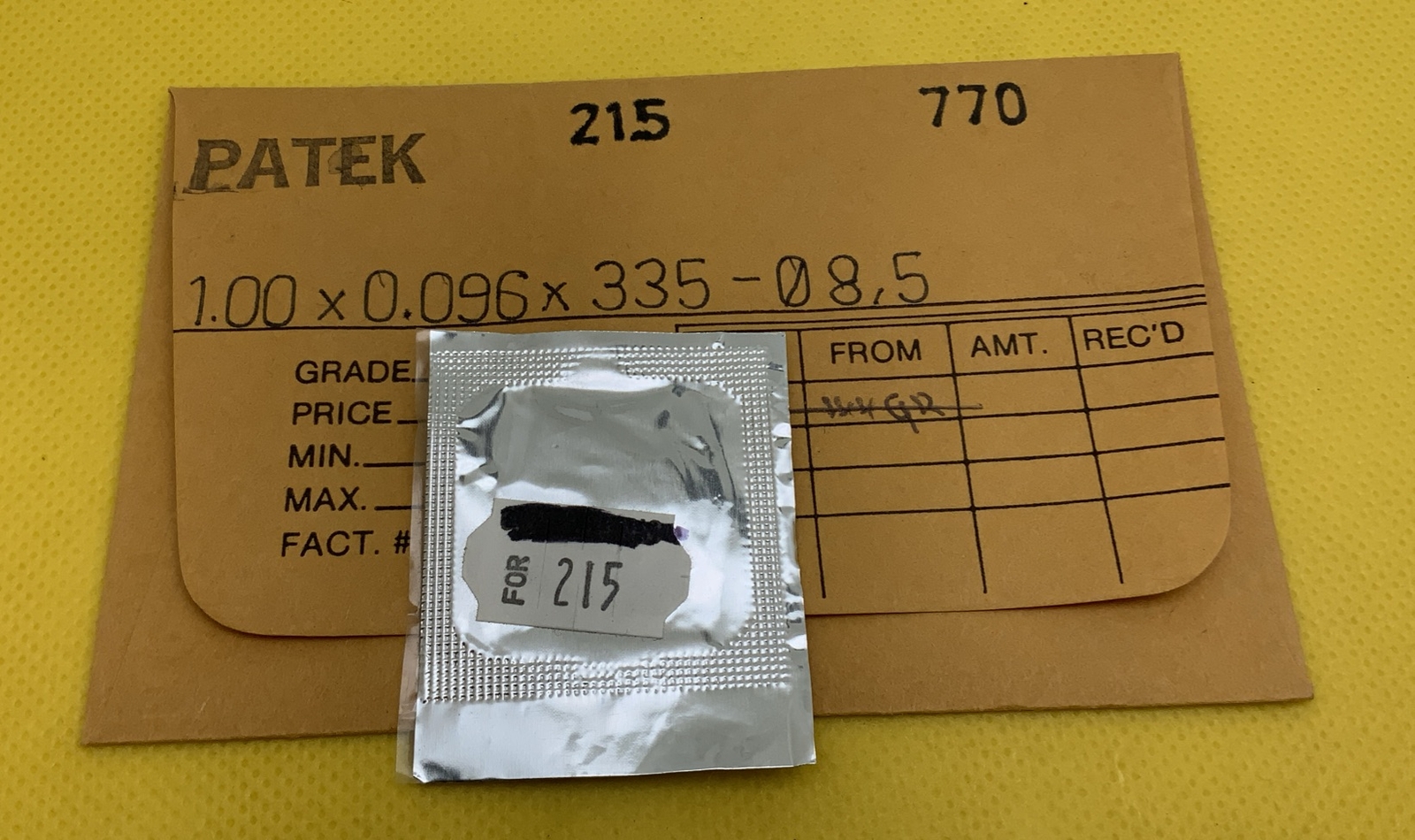 PATEK PHILIPPE 215 Part 770 Mainspring To Fit By Nivaflex NOS