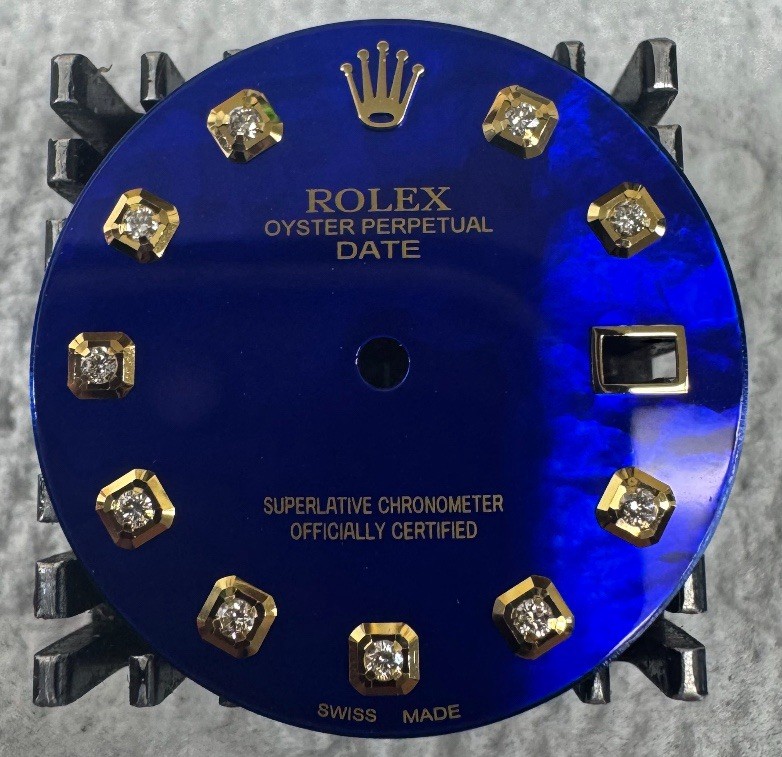 Rolex Date 34mm Watch Custom Royal Blue MOP Diamond Dial For 15233 15203 115233