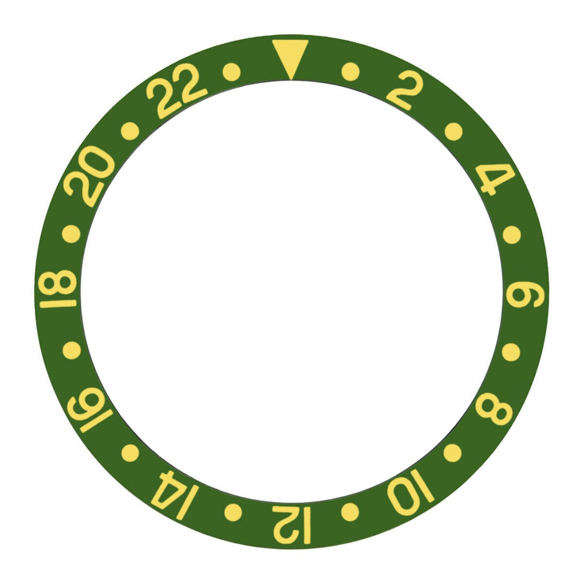 Green Aluminum Replacement Bezel Insert Gold Font 37.70mm x 30.70mm