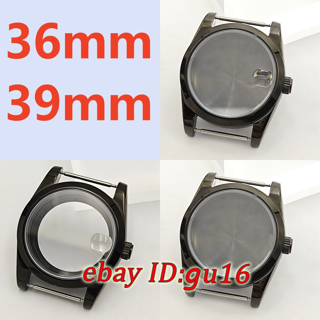 36mm 39mm watch black case fit NH35 NH36 Miyota 8215 ETA 2824/2836 DG2813 3804