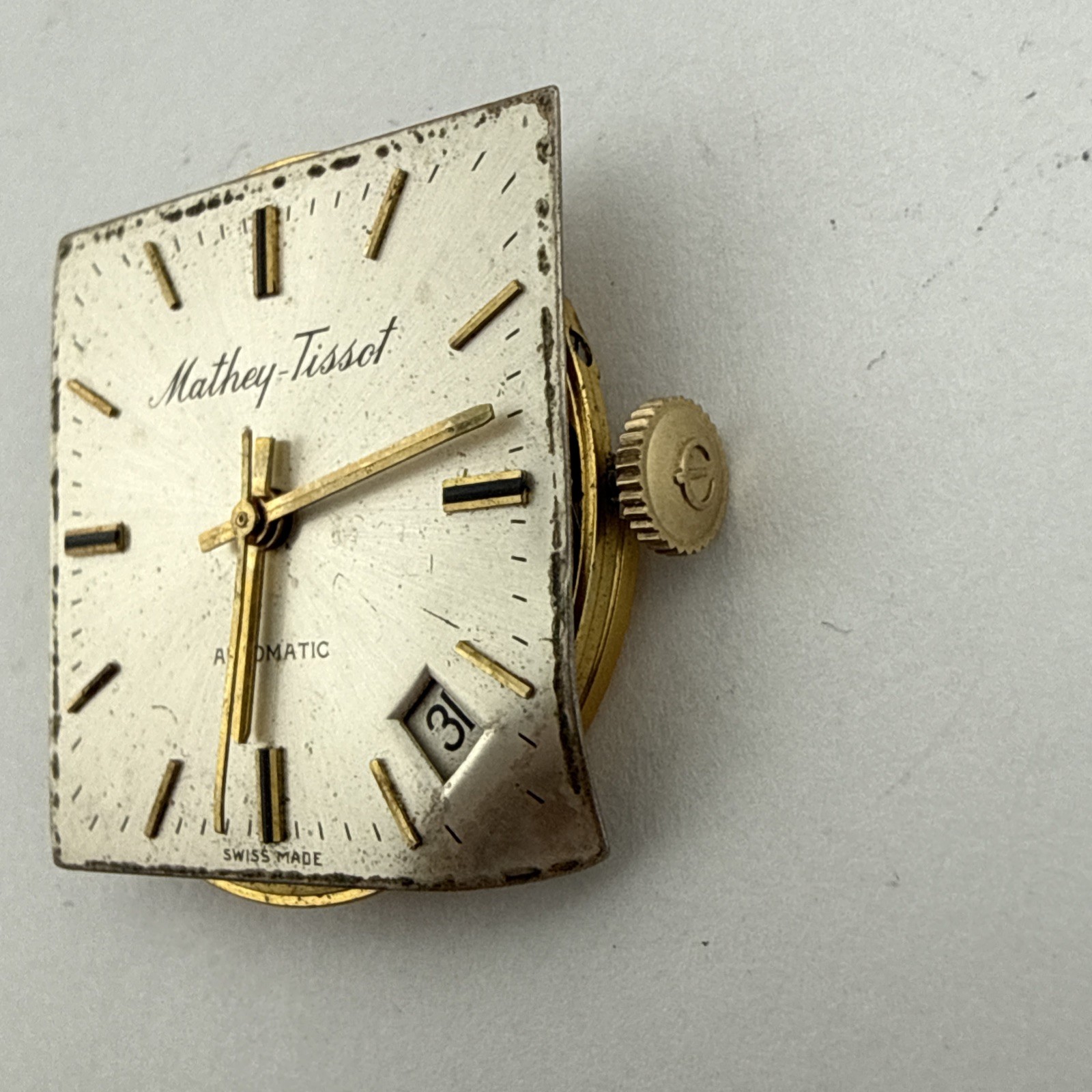 Mathey-Tissot cal. 717 Swiss automatic watch movement – date at 4:30 For Repair
