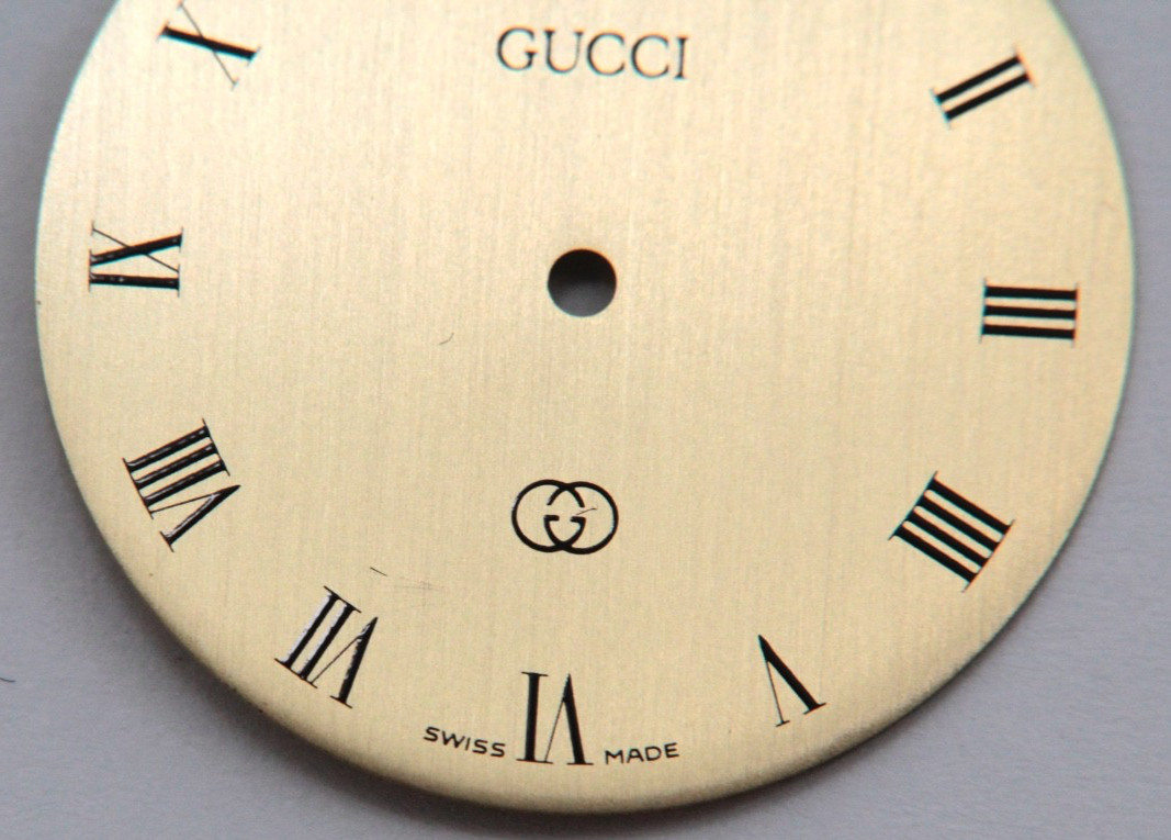 VINTAGE GENUINE GUCCI Watch Dial Gold Tone 25.5mm Diameter Roman Numerals